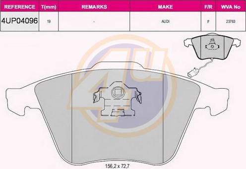 4U 4UP04096 - Kit pastiglie freno, Freno a disco autozon.pro