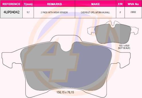 4U 4UP04042 - Kit pastiglie freno, Freno a disco autozon.pro