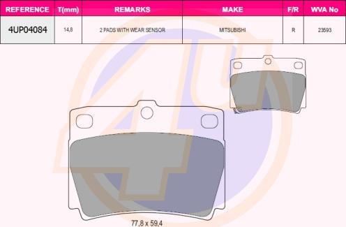 4U 4UP04084 - Kit pastiglie freno, Freno a disco autozon.pro