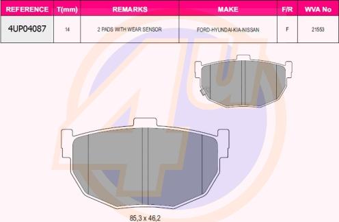 4U 4UP04087 - Kit pastiglie freno, Freno a disco autozon.pro