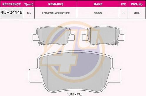 4U 4UP04146 - Kit pastiglie freno, Freno a disco autozon.pro