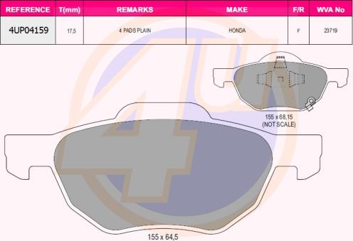 4U 4UP04159 - Kit pastiglie freno, Freno a disco autozon.pro