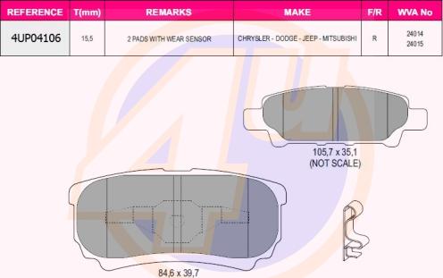 4U 4UP04106 - Kit pastiglie freno, Freno a disco autozon.pro