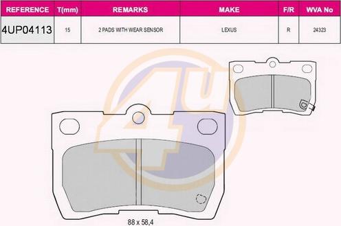 4U 4UP04113 - Kit pastiglie freno, Freno a disco autozon.pro