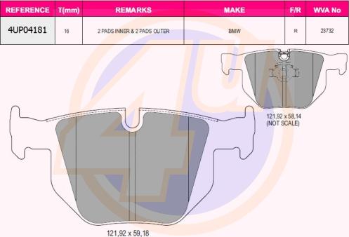 4U 4UP04181 - Kit pastiglie freno, Freno a disco autozon.pro