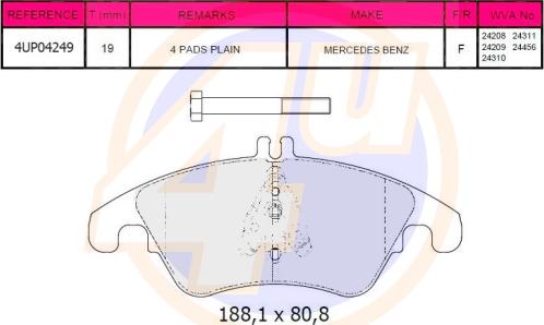 4U 4UP04249 - Kit pastiglie freno, Freno a disco autozon.pro