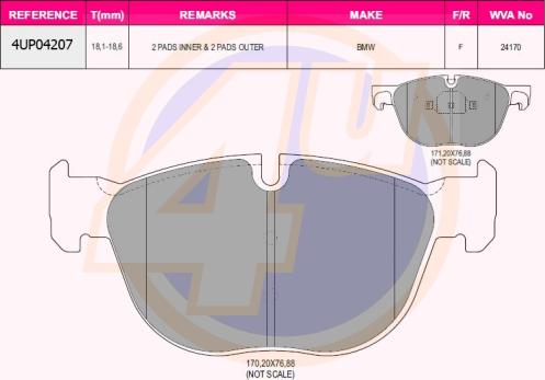 4U 4UP04207 - Kit pastiglie freno, Freno a disco autozon.pro