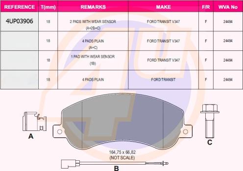 4U 4UP03906 - Kit pastiglie freno, Freno a disco autozon.pro