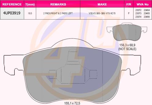 4U 4UP03919 - Kit pastiglie freno, Freno a disco autozon.pro