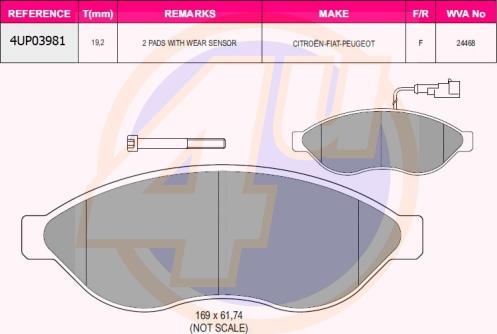 4U 4UP03981 - Kit pastiglie freno, Freno a disco autozon.pro