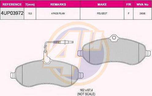 4U 4UP03972 - Kit pastiglie freno, Freno a disco autozon.pro