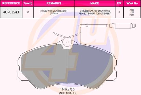 4U 4UP03543 - Kit pastiglie freno, Freno a disco autozon.pro