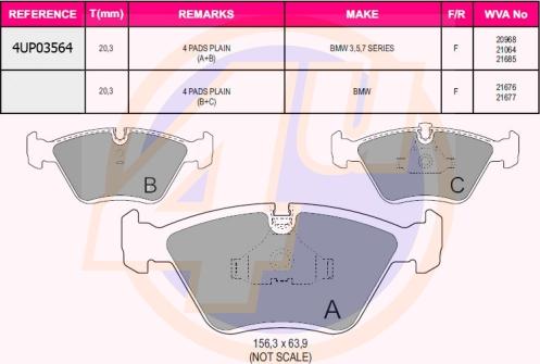 4U 4UP03564 - Kit pastiglie freno, Freno a disco autozon.pro