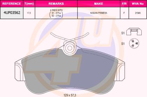 4U 4UP03562 - Kit pastiglie freno, Freno a disco autozon.pro