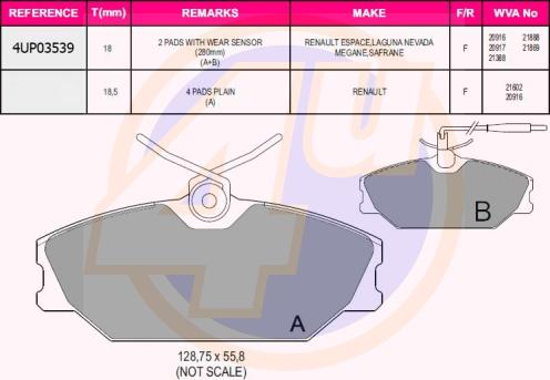 4U 4UP03539 - Kit pastiglie freno, Freno a disco autozon.pro