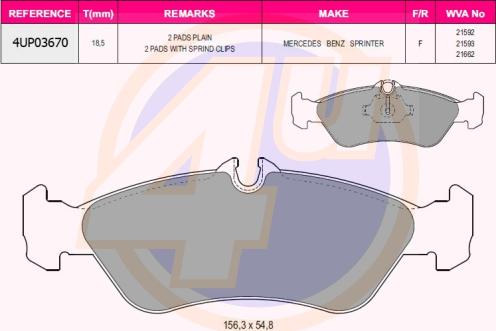 4U 4UP03670 - Kit pastiglie freno, Freno a disco autozon.pro