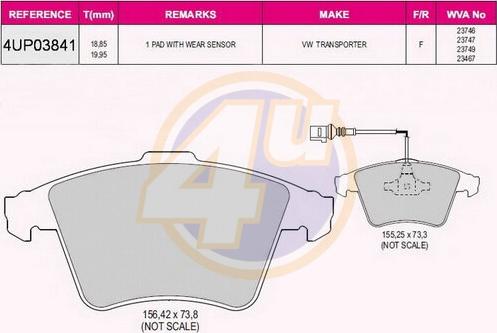 4U 4UP03841 - Kit pastiglie freno, Freno a disco autozon.pro