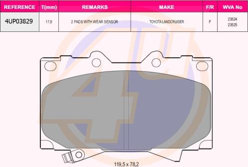 4U 4UP03829 - Kit pastiglie freno, Freno a disco autozon.pro