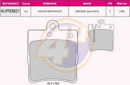 4U 4UP03821 - Kit pastiglie freno, Freno a disco autozon.pro