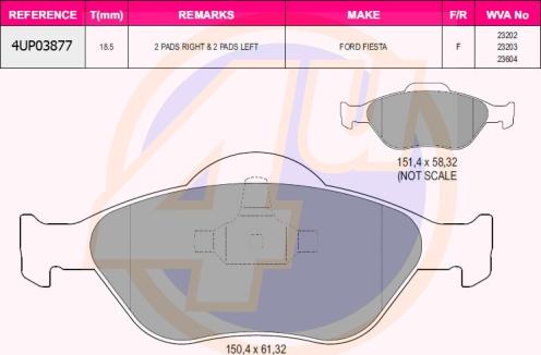 4U 4UP03877 - Kit pastiglie freno, Freno a disco autozon.pro