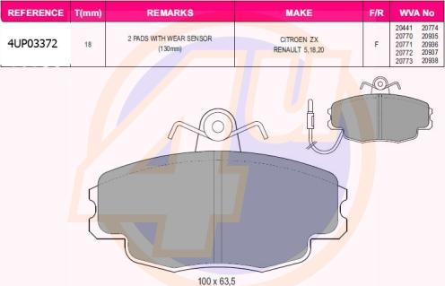 4U 4UP03372 - Kit pastiglie freno, Freno a disco autozon.pro