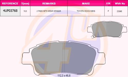 4U 4UP03768 - Kit pastiglie freno, Freno a disco autozon.pro