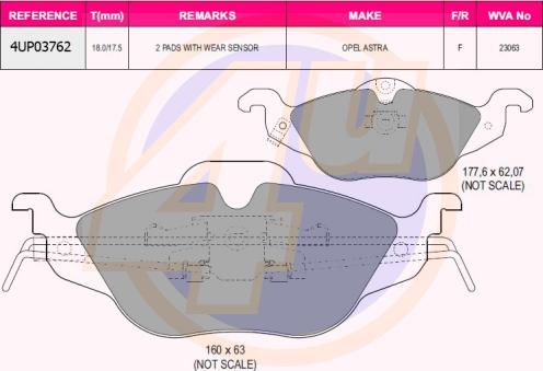 4U 4UP03762 - Kit pastiglie freno, Freno a disco autozon.pro