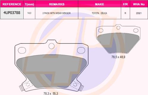 4U 4UP03788 - Kit pastiglie freno, Freno a disco autozon.pro