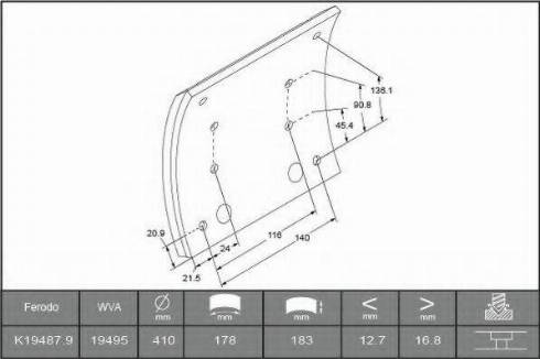 ABEX B2203153 - Kit materiale d'attrito, Freno a tamburo autozon.pro