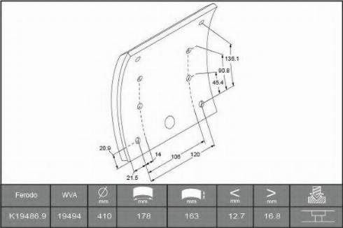 ABEX B2202167 - Kit materiale d'attrito, Freno a tamburo autozon.pro