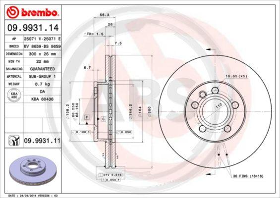 A.B.S. 09.9931.11 - Discofreno autozon.pro