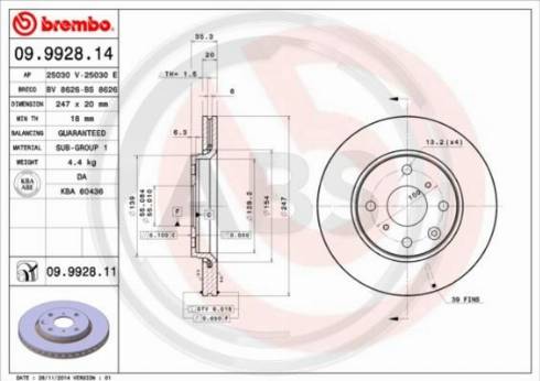 A.B.S. 09.9928.14 - Discofreno autozon.pro