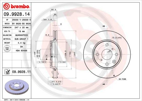 A.B.S. 09.9928.11 - Discofreno autozon.pro