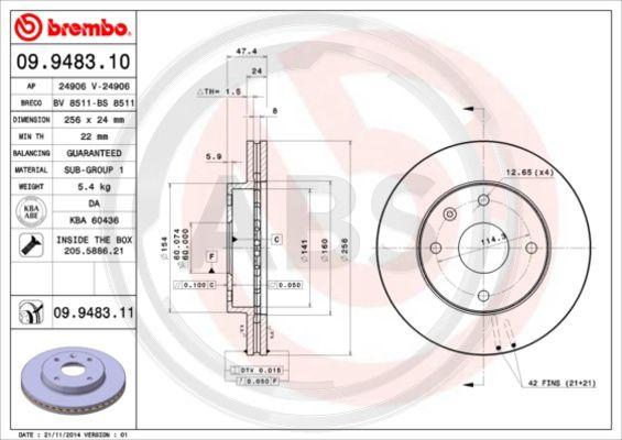 A.B.S. 09.9483.11 - Discofreno autozon.pro