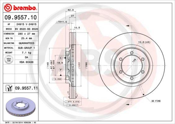 A.B.S. 09.9557.10 - Discofreno autozon.pro