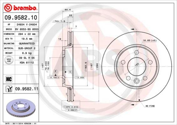 A.B.S. 09.9582.11 - Discofreno autozon.pro