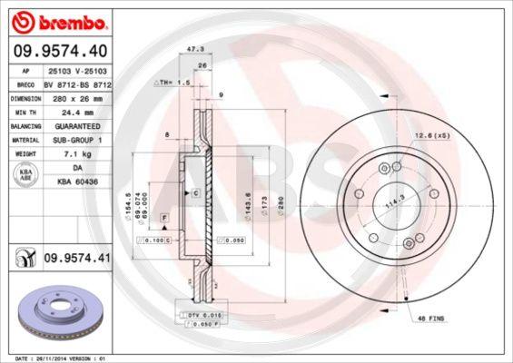 A.B.S. 09.9574.41 - Discofreno autozon.pro