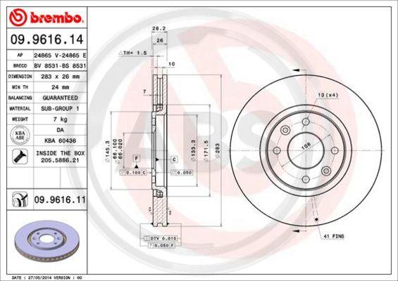 A.B.S. 09.9616.11 - Discofreno autozon.pro