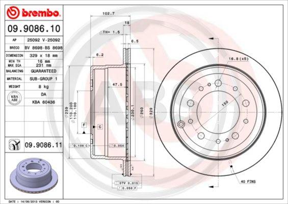 A.B.S. 09.9086.10 - Discofreno autozon.pro