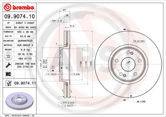 A.B.S. 09.9074.11 - Discofreno autozon.pro