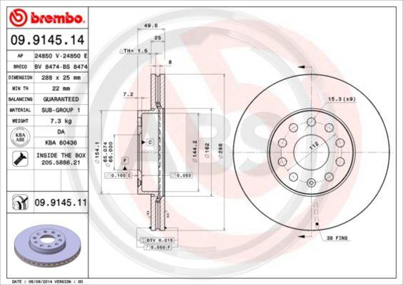 A.B.S. 09.9145.11 - Discofreno autozon.pro