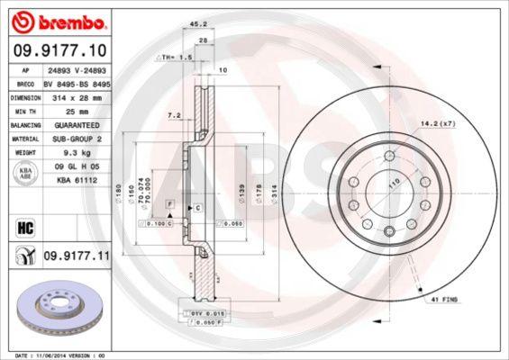 A.B.S. 09.9177.11 - Discofreno autozon.pro