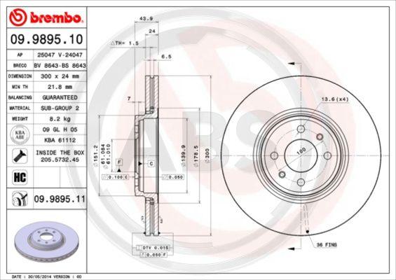 A.B.S. 09.9895.11 - Discofreno autozon.pro