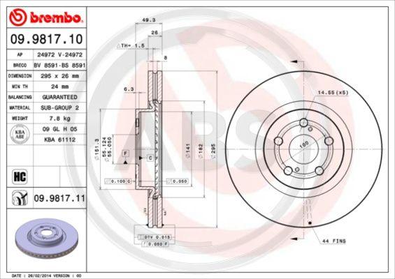 A.B.S. 09.9817.11 - Discofreno autozon.pro