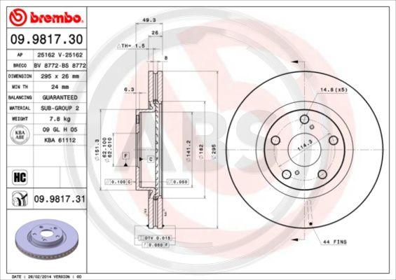 A.B.S. 09.9817.31 - Discofreno autozon.pro