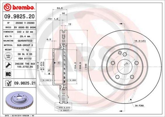 A.B.S. 09.9825.21 - Discofreno autozon.pro