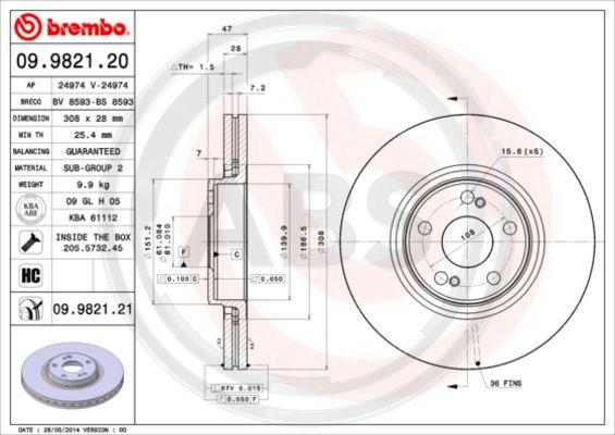 A.B.S. 09.9821.21 - Discofreno autozon.pro