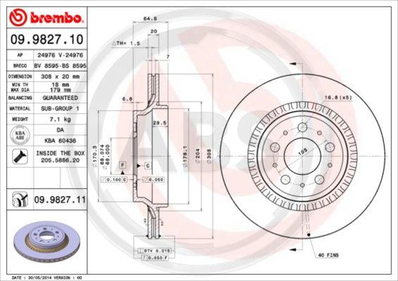 A.B.S. 09.9827.11 - Discofreno autozon.pro