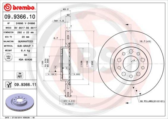 A.B.S. 09.9366.11 - Discofreno autozon.pro