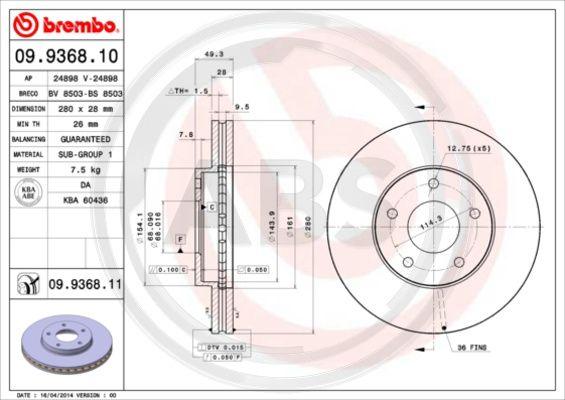 A.B.S. 09.9368.11 - Discofreno autozon.pro